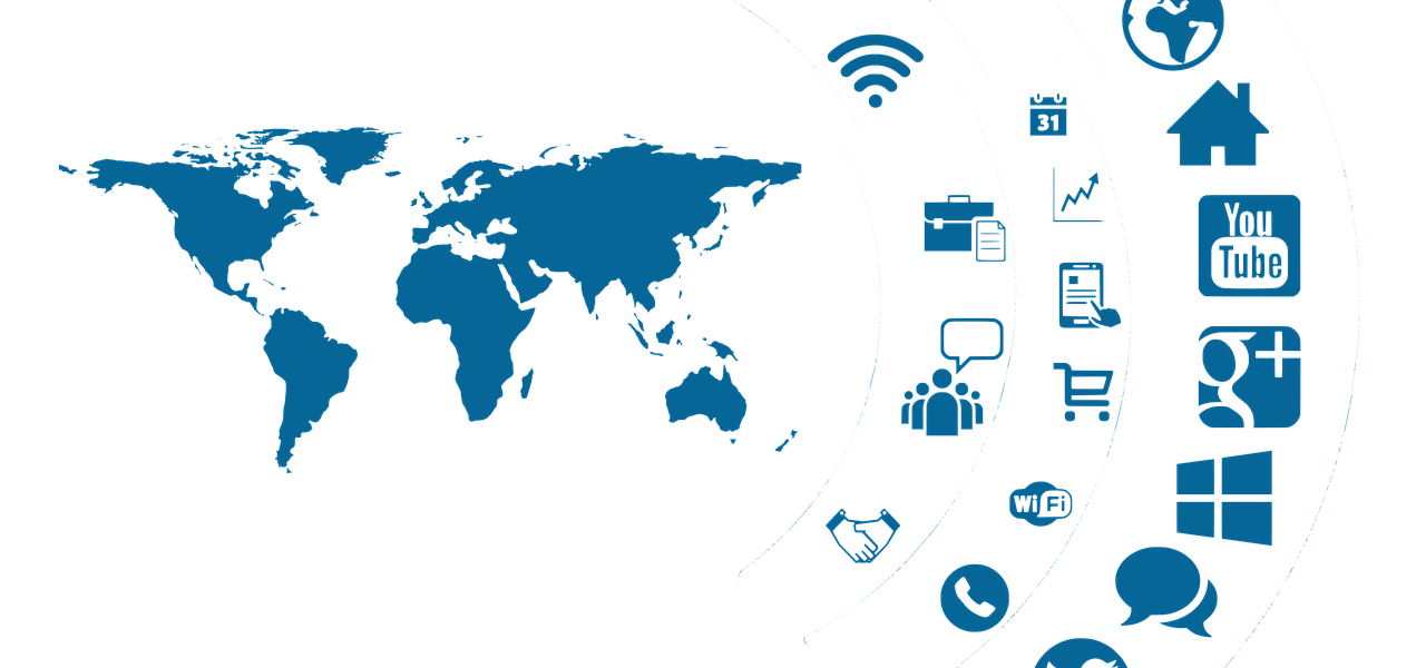 social media, icon, continents