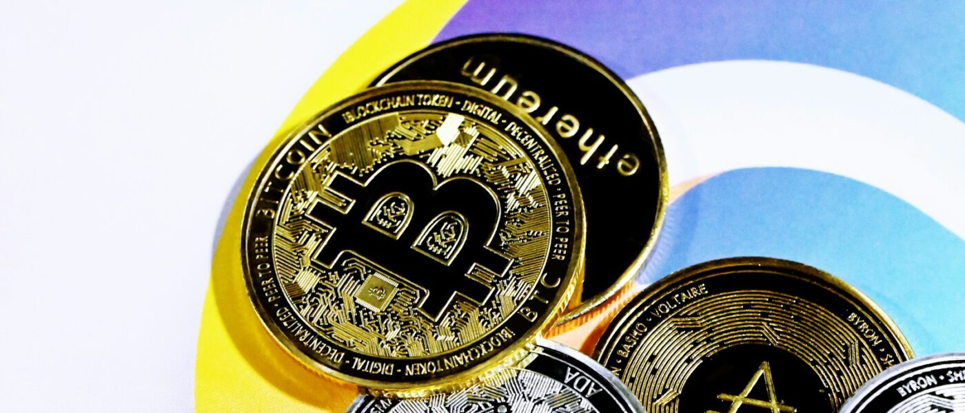 a pile of bitcoins sitting on top of each other