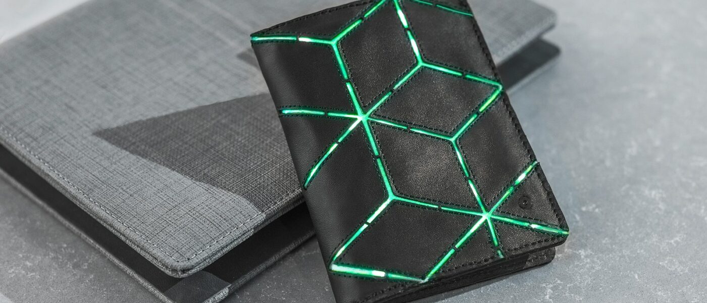 black and green box on black table