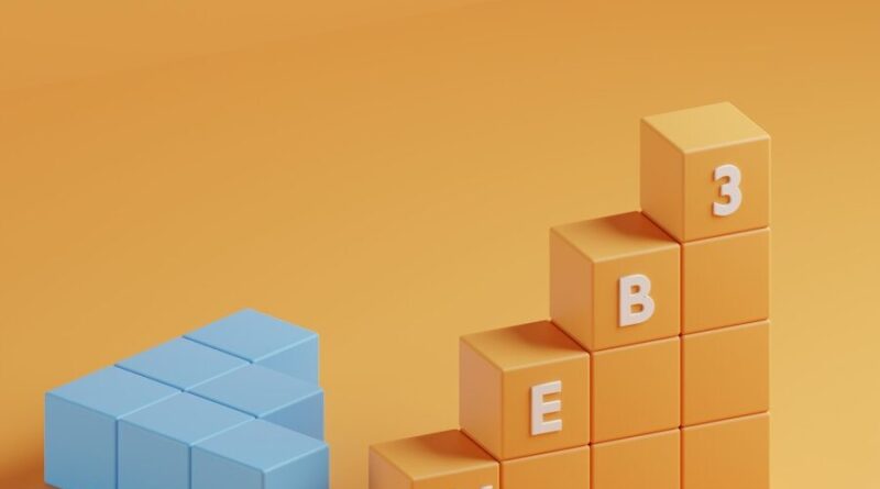 a blue block sitting on top of a yellow block