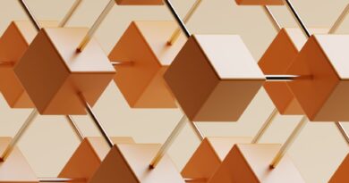 an abstract background of orange and white cubes