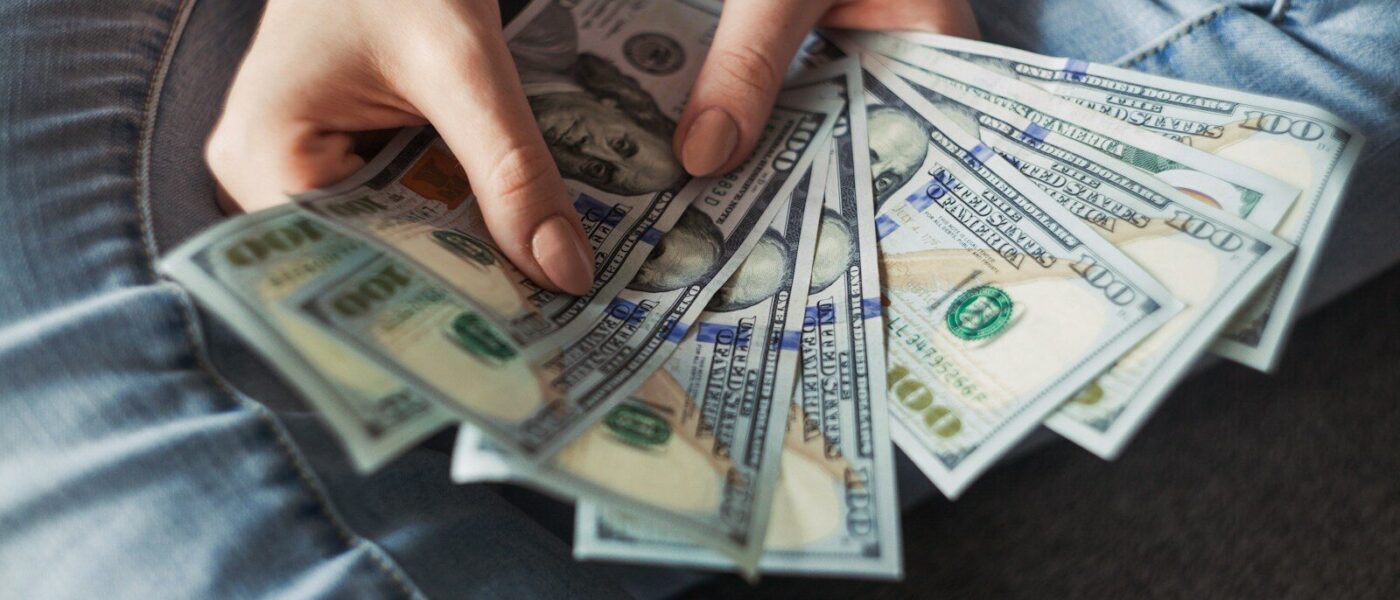 fan of 100 U.S. dollar banknotes