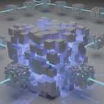 a computer generated image of a cube surrounded by smaller cubes