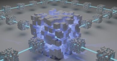 a computer generated image of a cube surrounded by smaller cubes