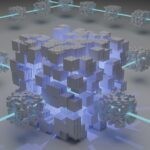 a computer generated image of a cube surrounded by smaller cubes