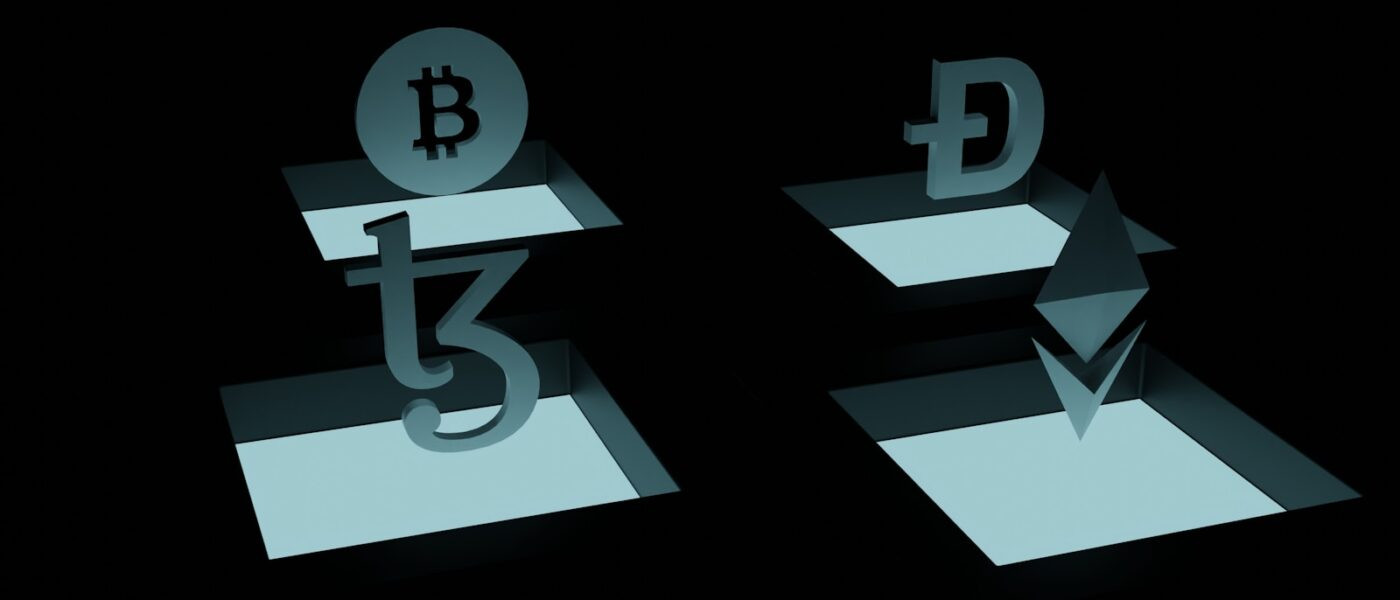 a black and white photo of a bitcoin symbol